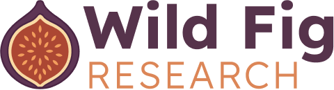 Wild Fig Research logo - depicting an illustration of an open fig